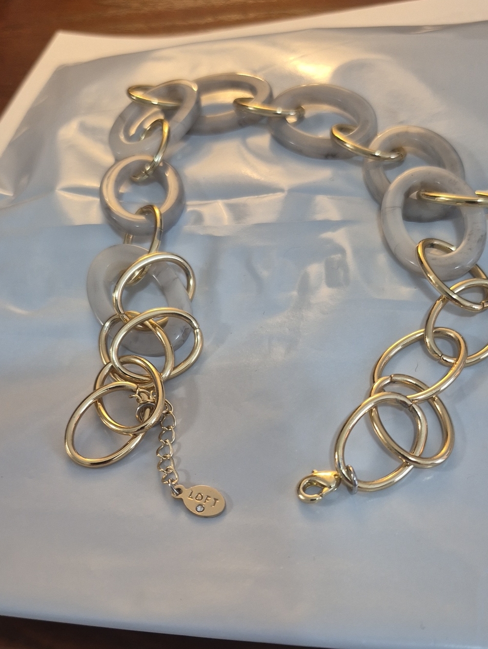 LOFT Gold and Gray Chunky Link Necklace